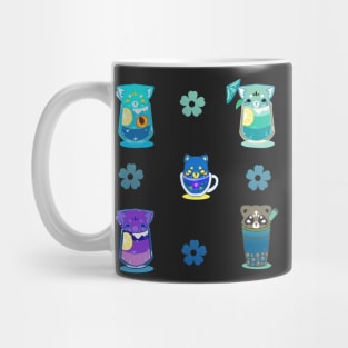 Cat boba tea cute kawaii drinks blue and turquoise Mug